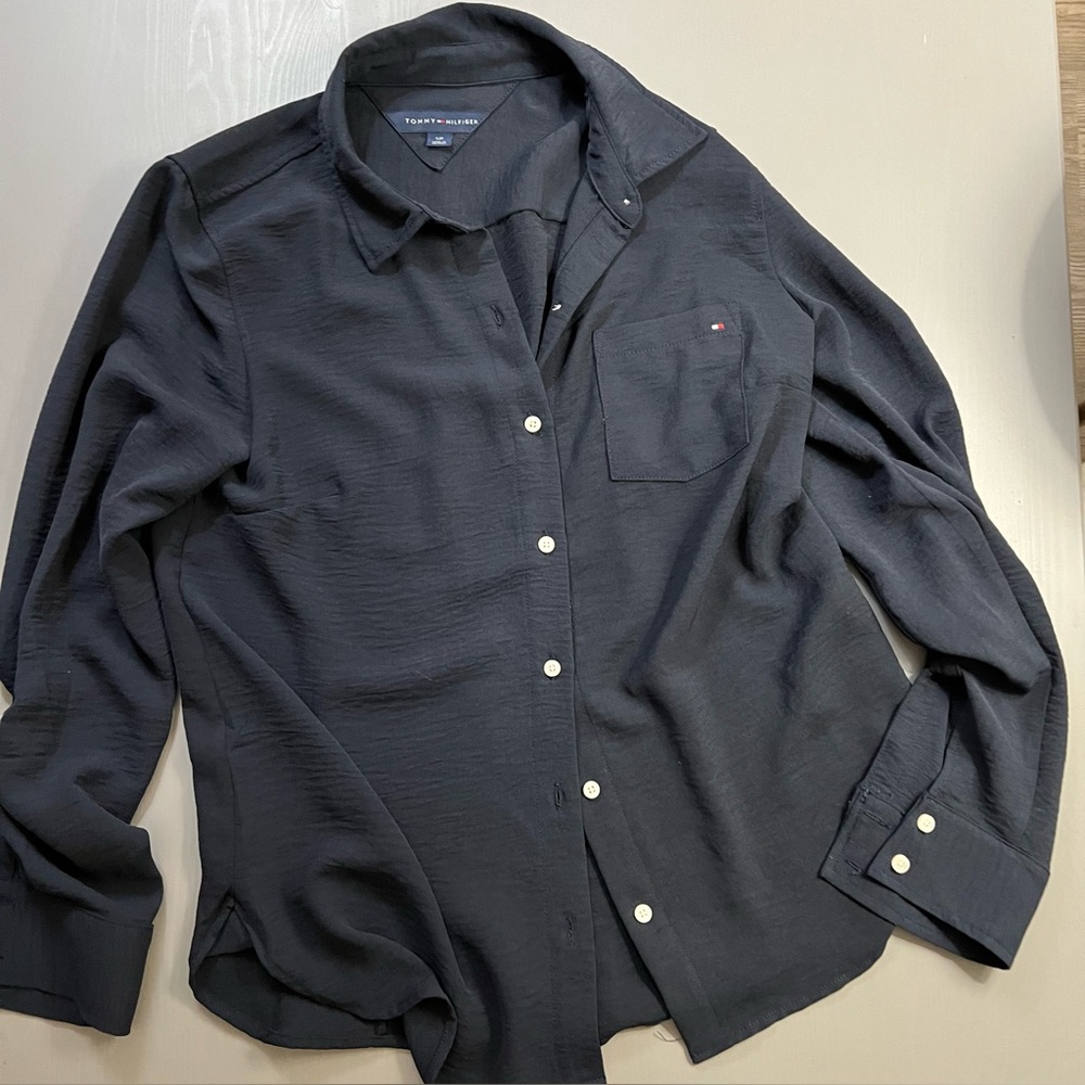 Tommy Hilfiger Shirt button-down, Navy blue, size S/P